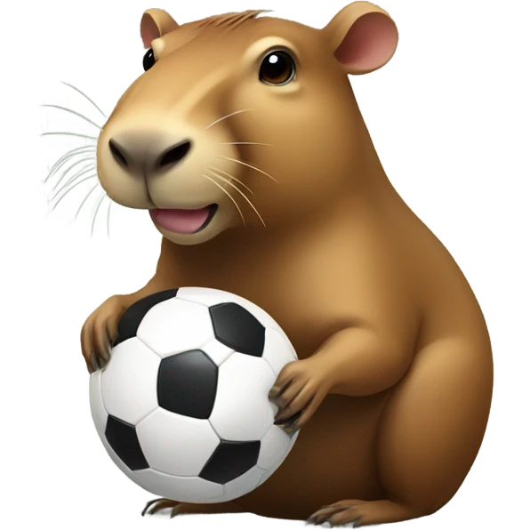 Capybara holding a soccer ball emoji