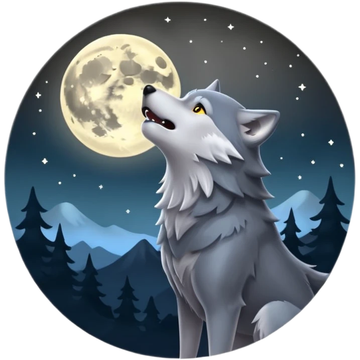 Wolf howling att Moon  emoji