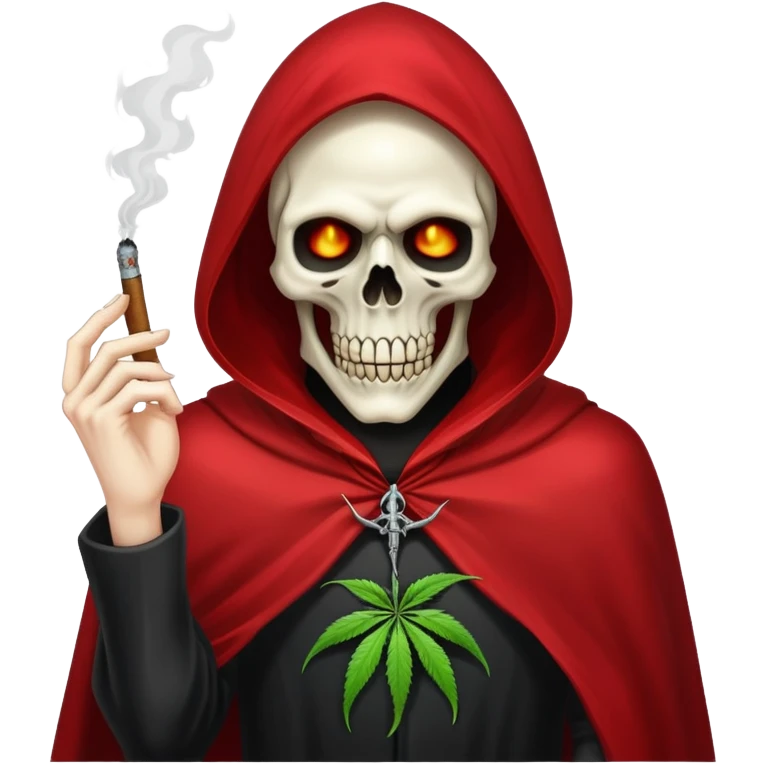 demonic grim reaper in red cape smoking weed emoji