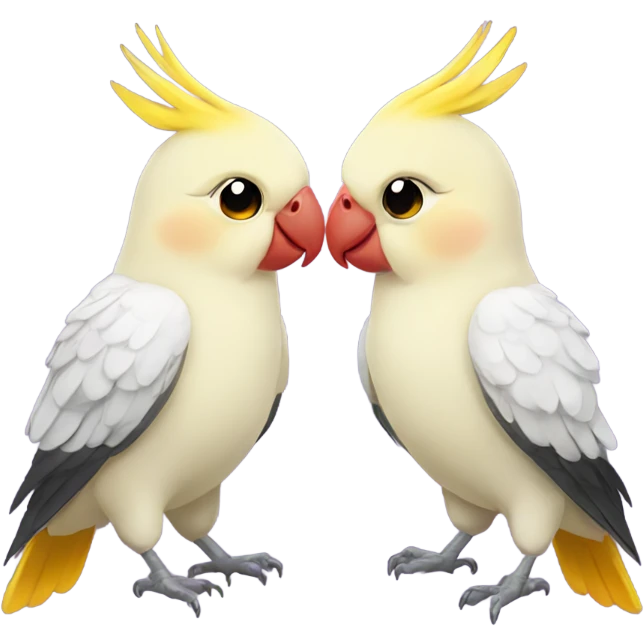 two cockatiel birds holding hands emoji