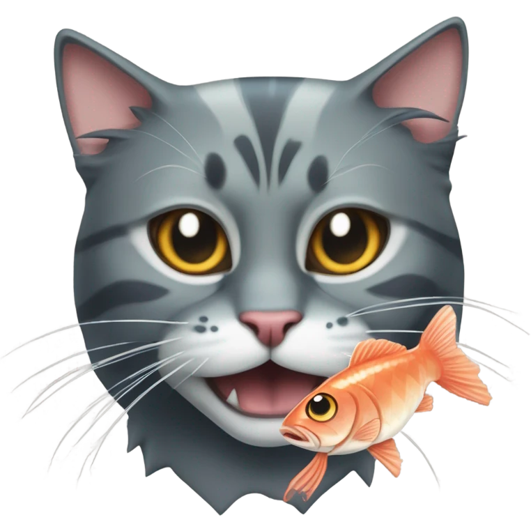 Cat eating fish angry emoji