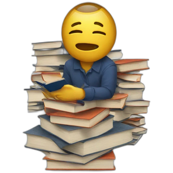 drowning in books emoji