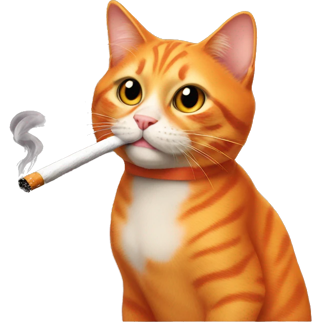 orange cat dressed in drag smoking a cigarette emoji