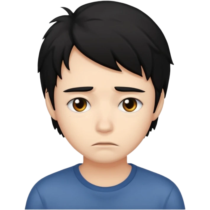 classic sob emoji with messy black hair emoji