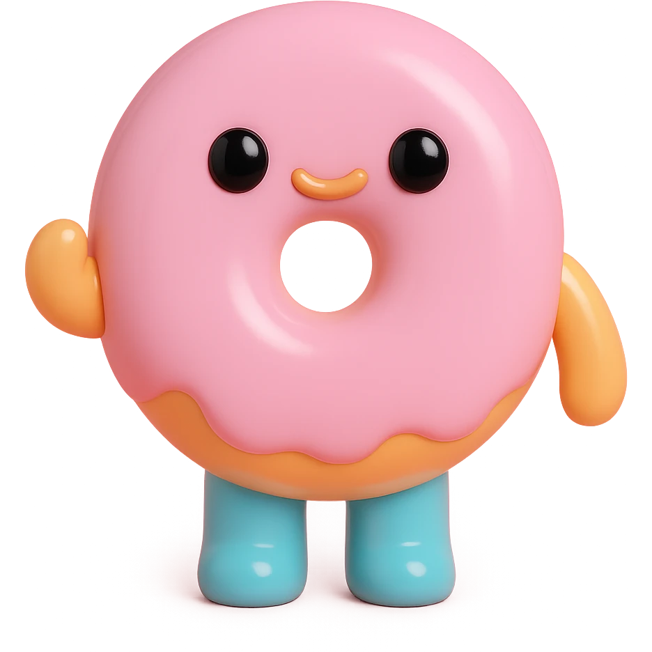 a donut in vinyl figure style emoji