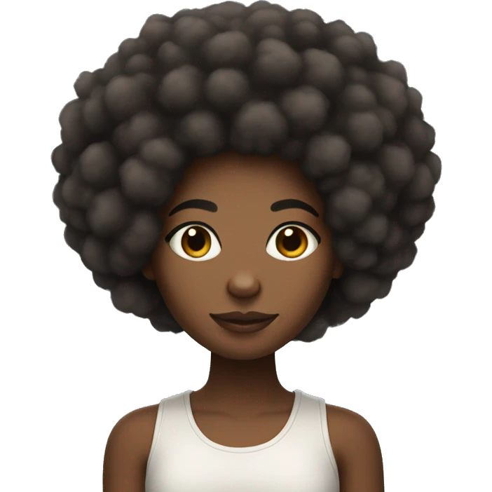 A lights skin black girl with a super fluffy Afro holding cotton emoji