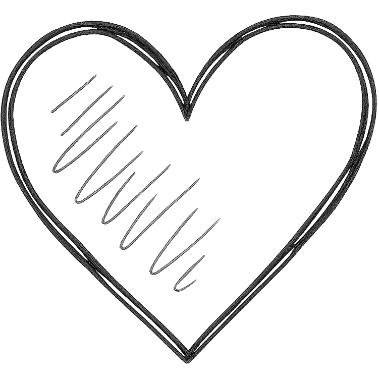 hand-drawn outlined heart with sketchy lines emoji