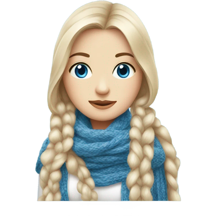 beautiful finnish fair long hair woman with blue eye knitting floral scarf emoji
