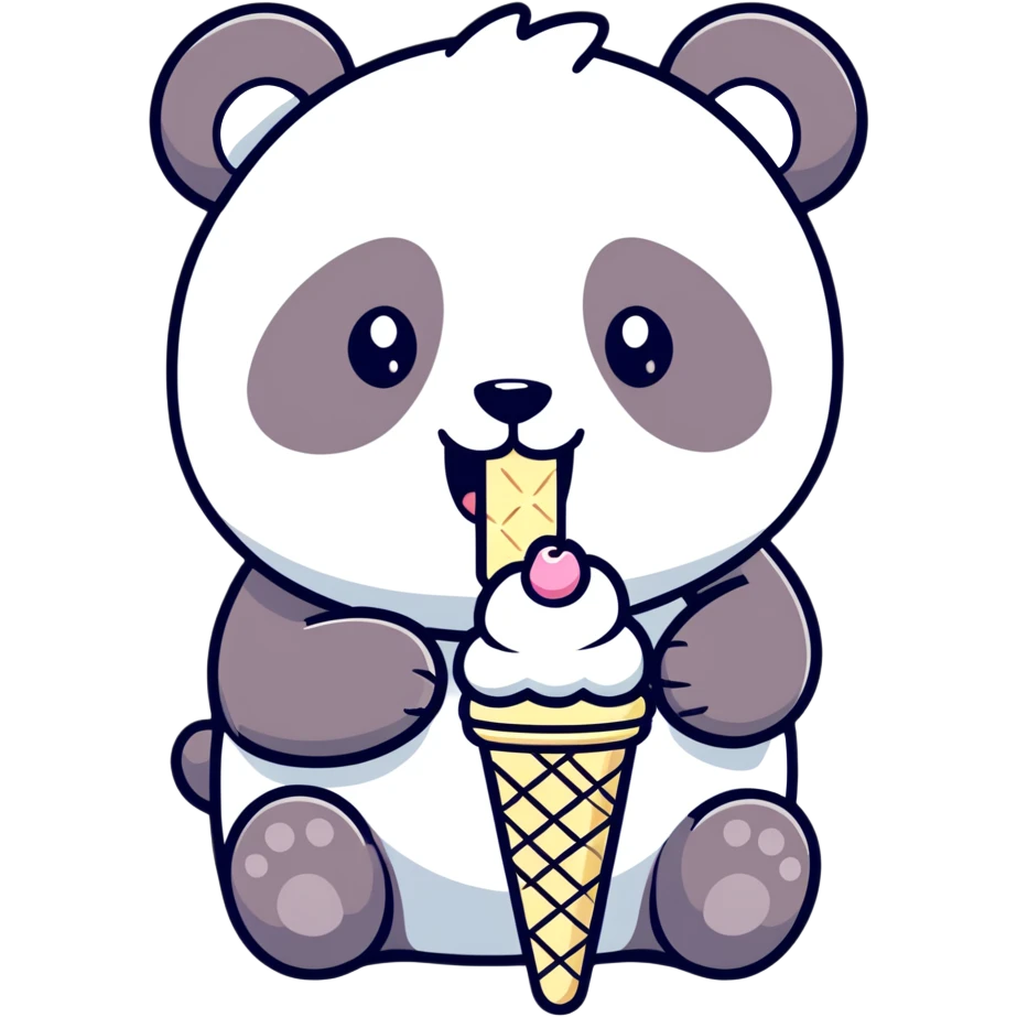 Panda eating ice cream emoji
