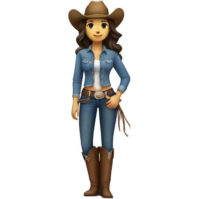 Very pretty brunette cowgirl with light skin emoji