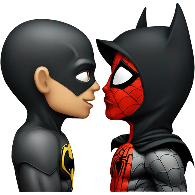 Spiderman kissing Batman emoji