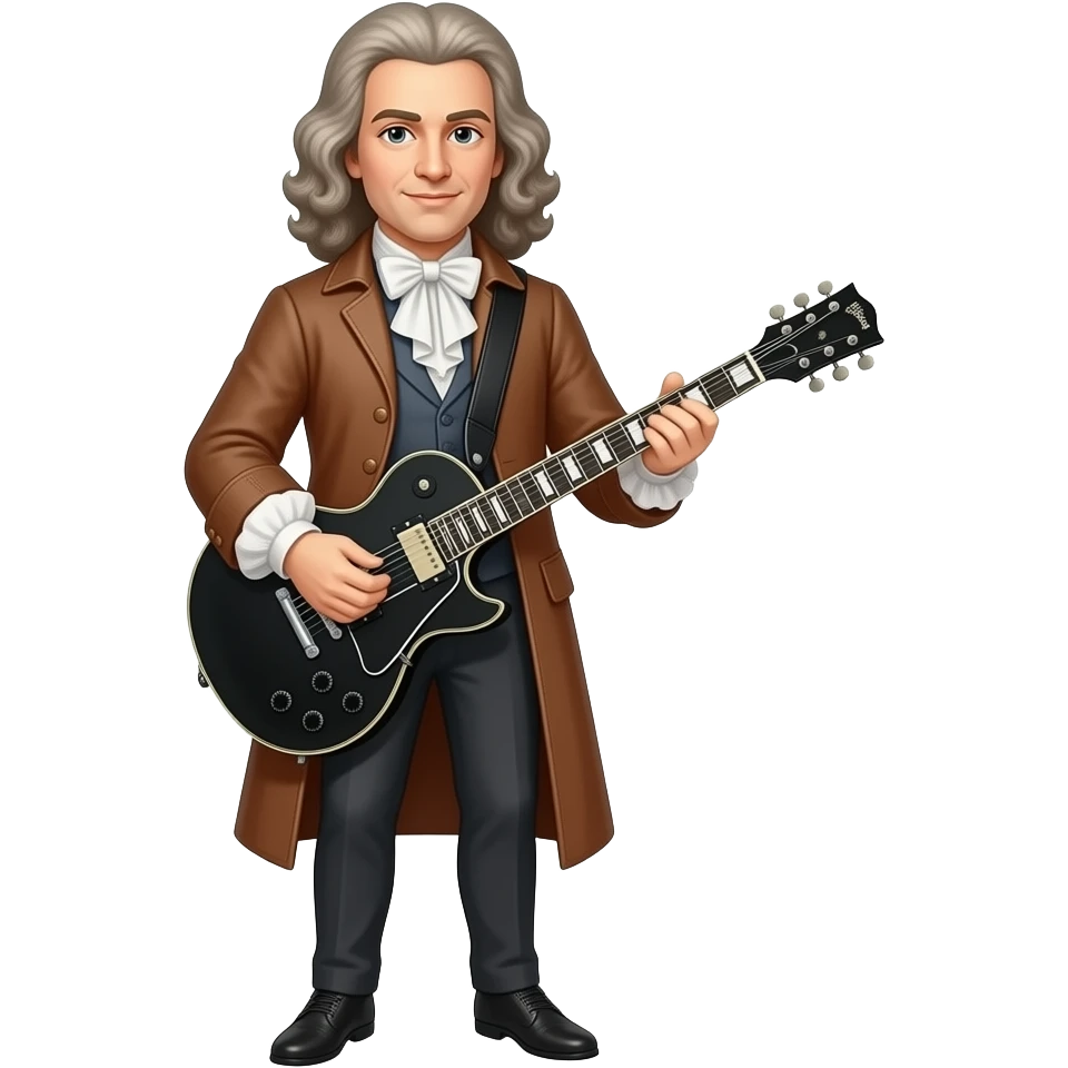Antonio Vivaldi with black metal electric guitar full body emoji