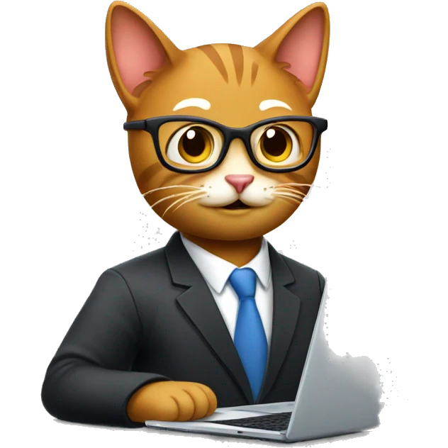 cat manager with glasses and laptop emoji