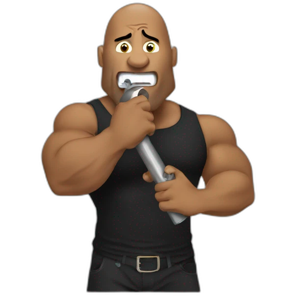 the rock eating a metal pipe emoji