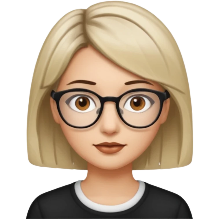 женщина с короткими светлыми волосами и темными корнями в очках и карими глазами и светлой кожей emoji