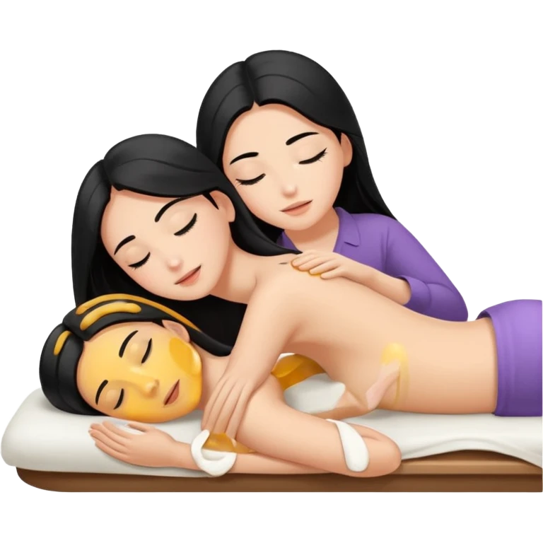 Back massage oil body the hair is long and black emoji