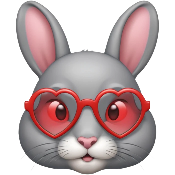 Gray bunny wearing heart-shaped glasses, half body emoji
