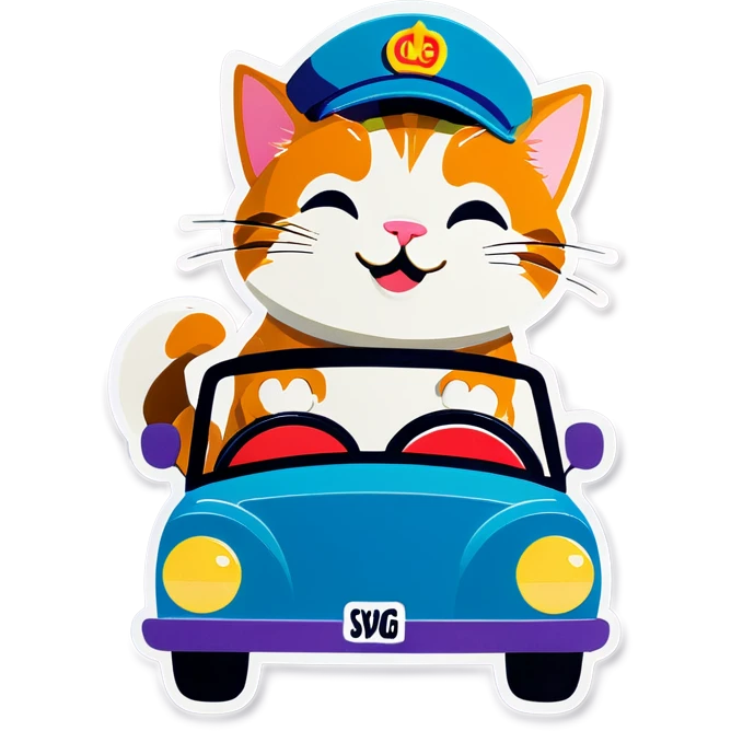 Cat driving to Wendy’s emoji