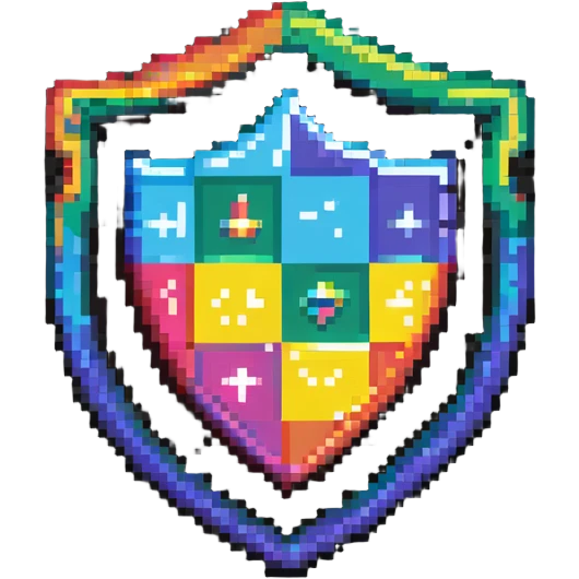 simple rainbow colored magical code shield emoji