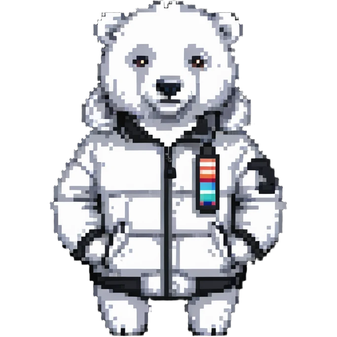 polar bear wearing a white puffer jacket emoji