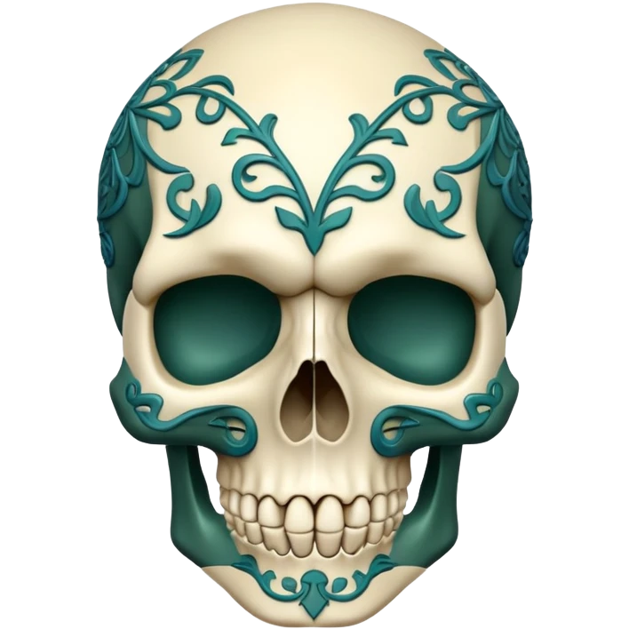 skull in Milwaukee Bucks colors (hunter green, cream, and light blue) emoji