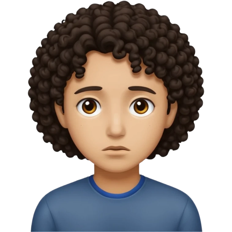 Super sad dark curly hair  emoji