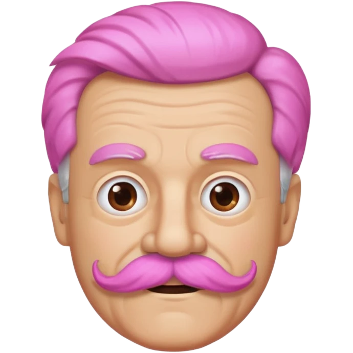 old guy with funny hair and brown shades and big  pink mustache emoji