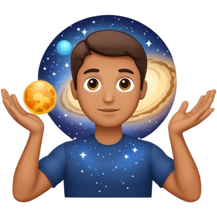 a guy Who is holding the universe emoji