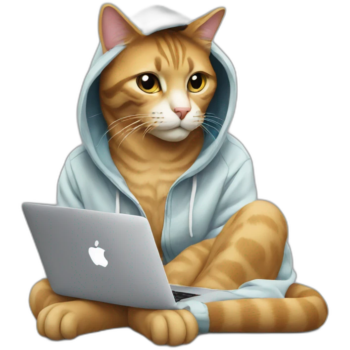 cat with hoodie and a macbook emoji
