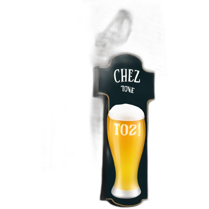 A pub sign with the text "Chez toine" emoji