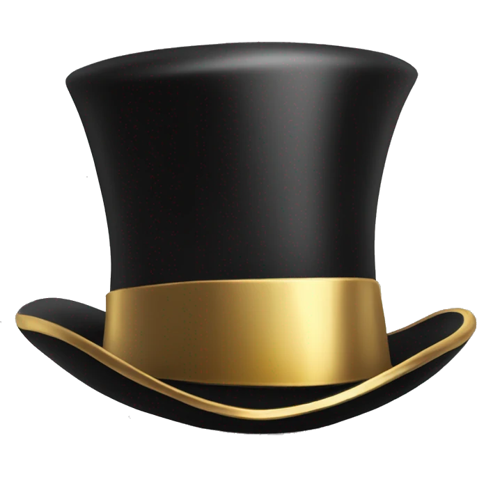 Isolated shiny black top hat with gold band emoji