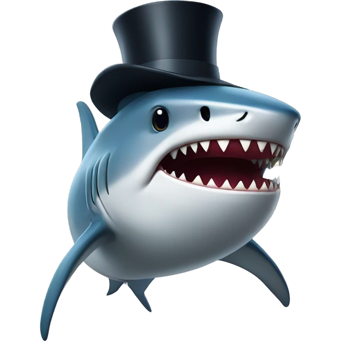 Shark with a top hat emoji