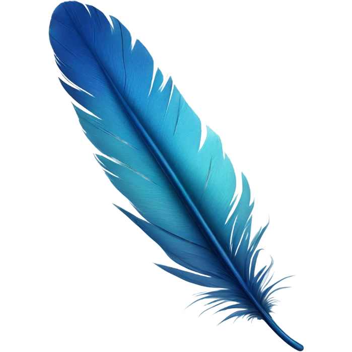 Realistic blue feather emoji
