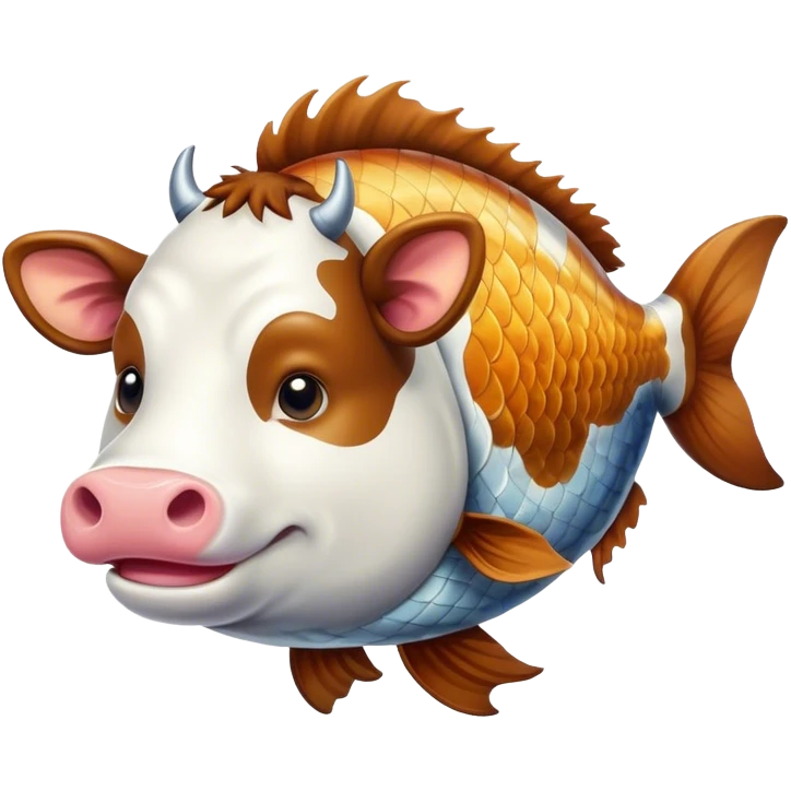 Cow with fish body emoji