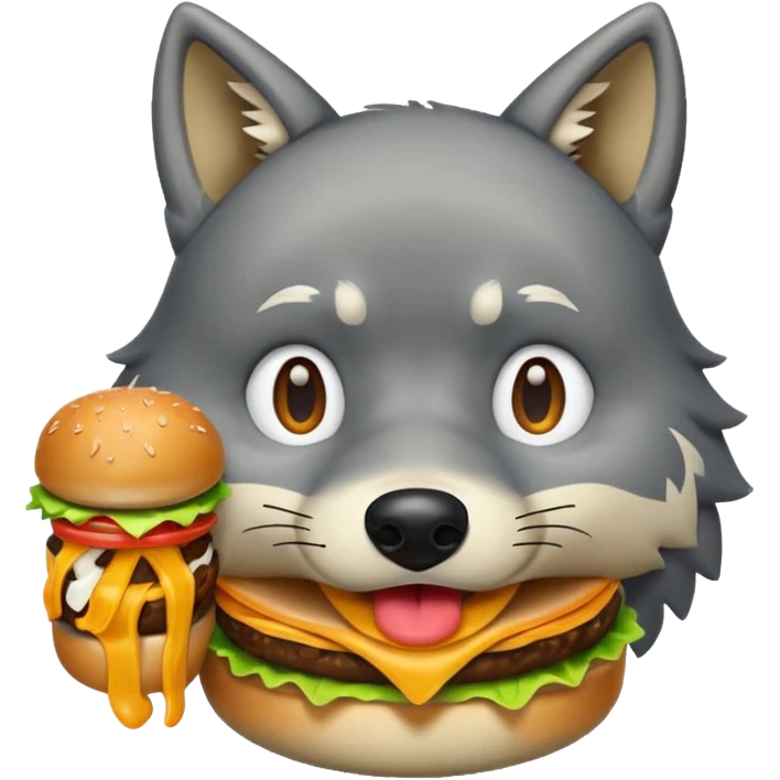 создай emoji волка пожирающего гамбургер emoji