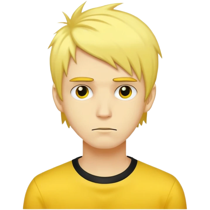 Make an yellow man like this 🙄 and make him have emo hairs emoji
