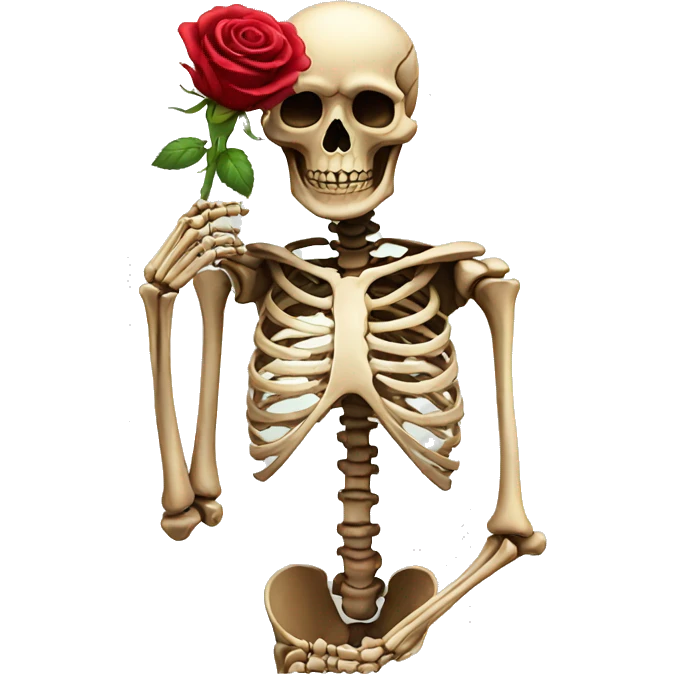 Skeleton with rose emoji