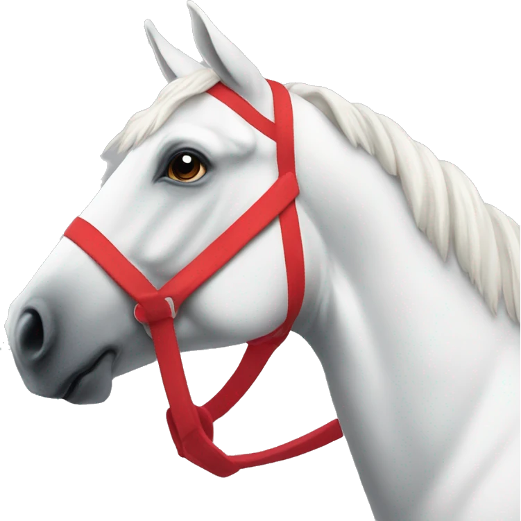 a white horse wearing a crimson footbal jersey emoji