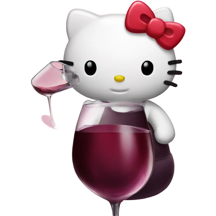 Hello Kitty drinking red wine emoji