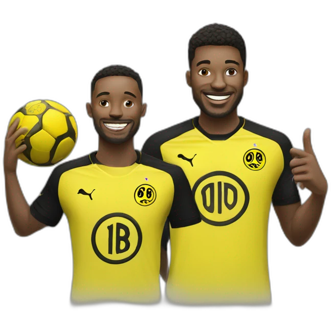 Un supporteur de dortmund avec un supporteur du psg entrain de pleurer emoji