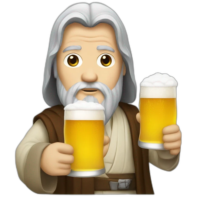 obiwan holding a beer and a computer emoji