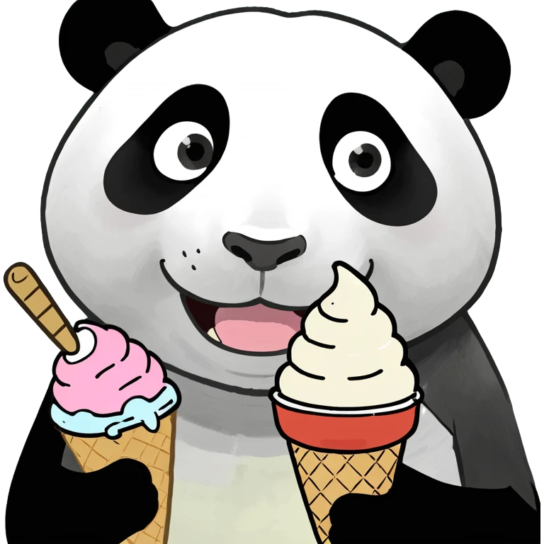 Panda eating ice cream emoji