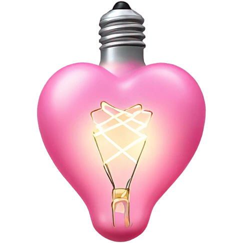 Realistic isolated pink heart shaped string light bulb . emoji