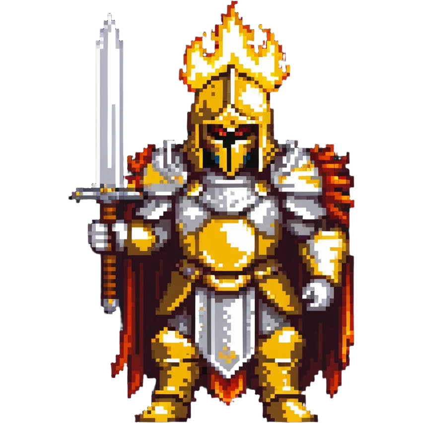 Emperor of Mankind from Warhammer 40K with golden armor and a large flaming sword emoji