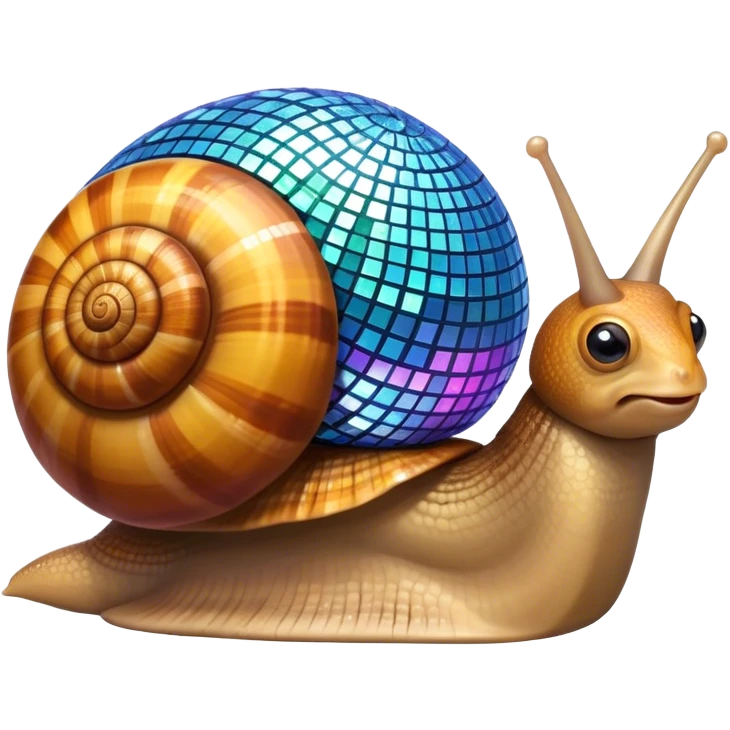 Snail with a disco ball for a shell emoji