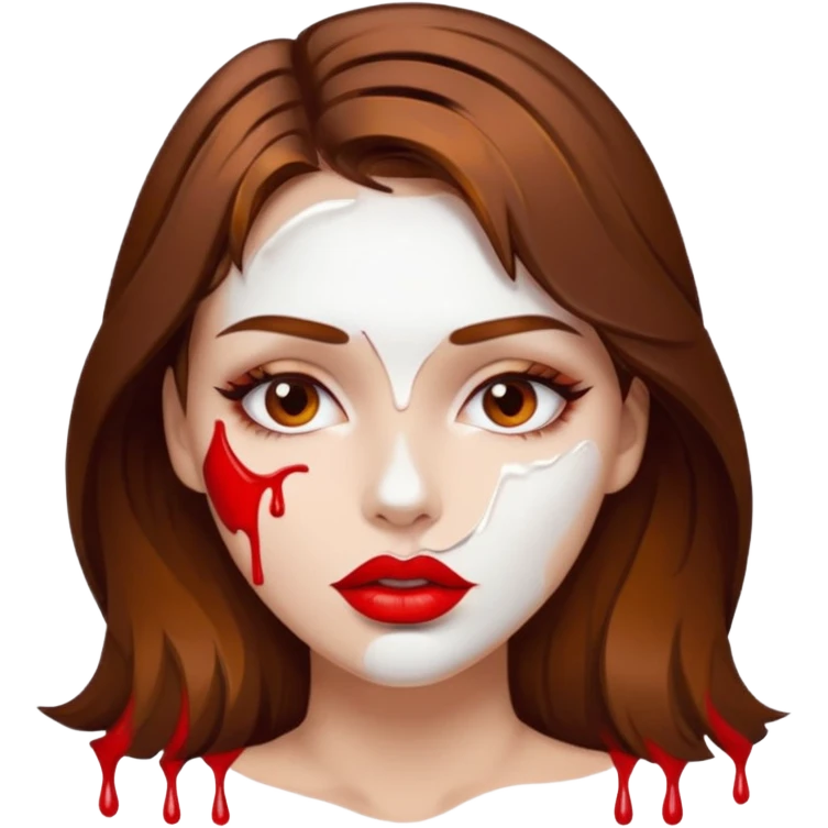 Brown Hair Woman , white paint , drip, face, hot  Sexy, lips emoji