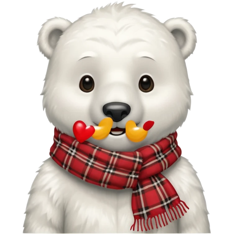 polar bear wear red plaid scarf emoji