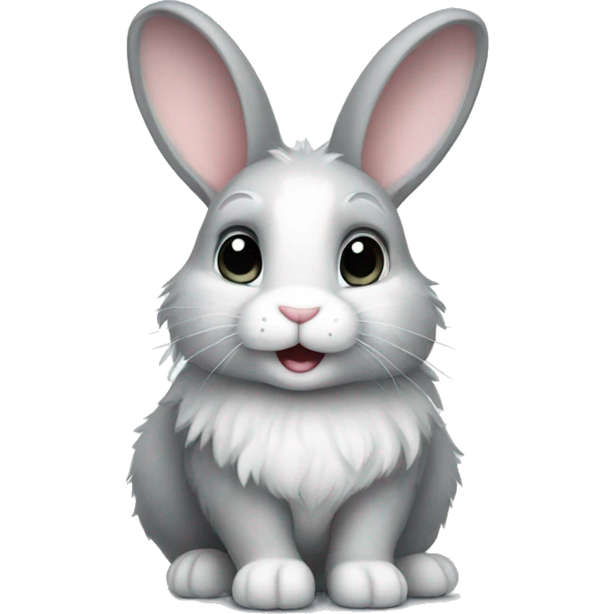 Fluffy grey and white bunny emoji