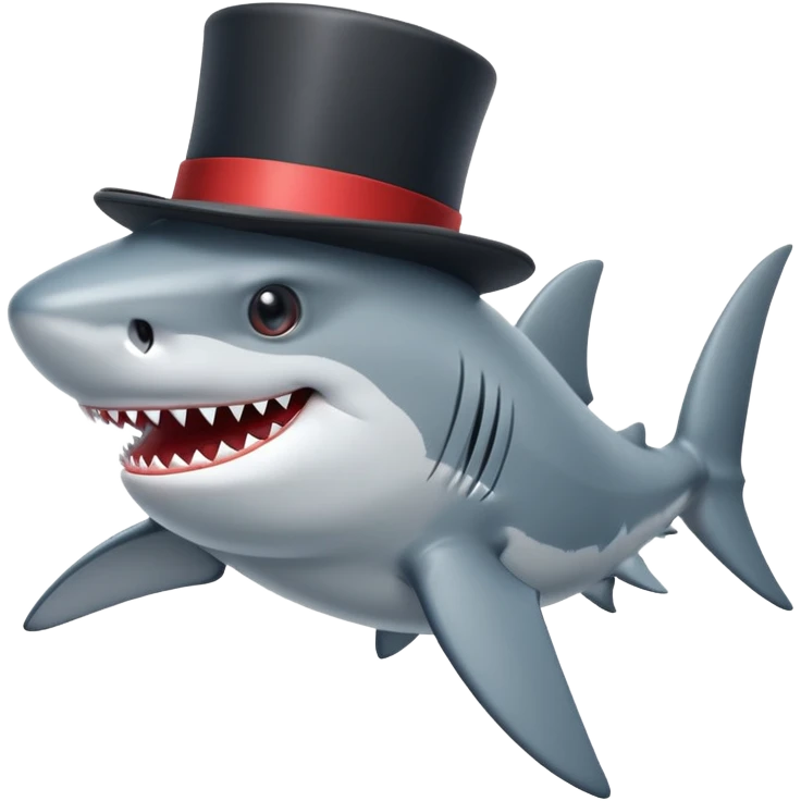 Shark with a top hat emoji