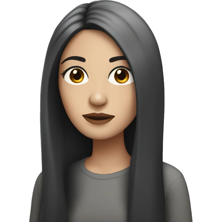 Pale with woman with long black hair with a middle part and hazel eyes emoji